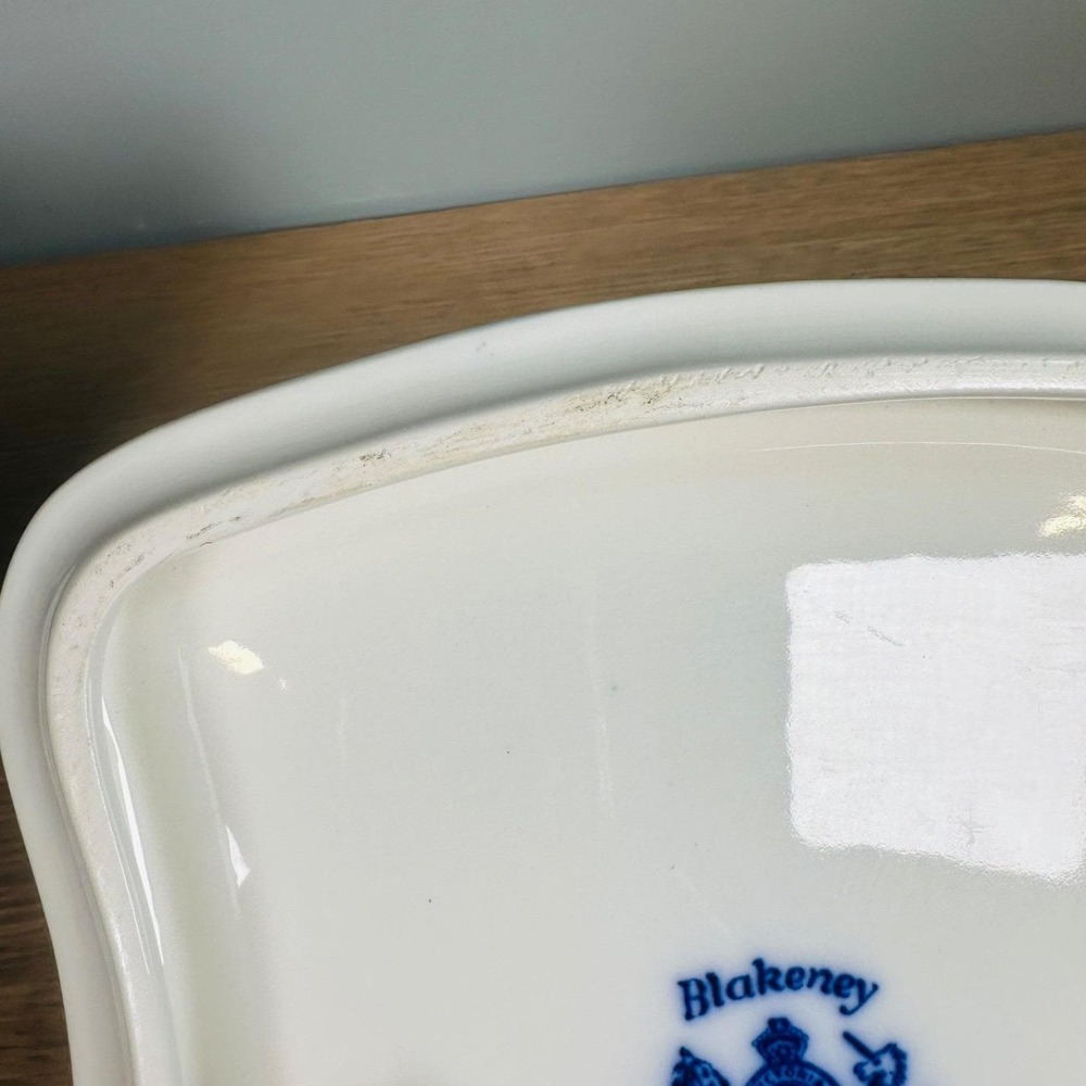 VTG Blakeney Ironstone Flow Blue Rose Cheese Keeper Dish Staffordshire England - Picture 15 of 15